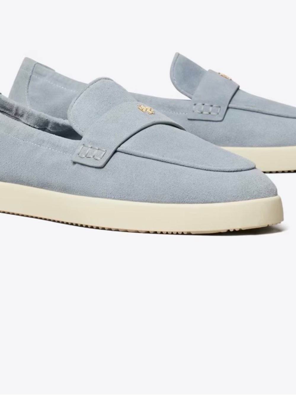 Tory Burch Light Blue Suede Slip-On Loafers